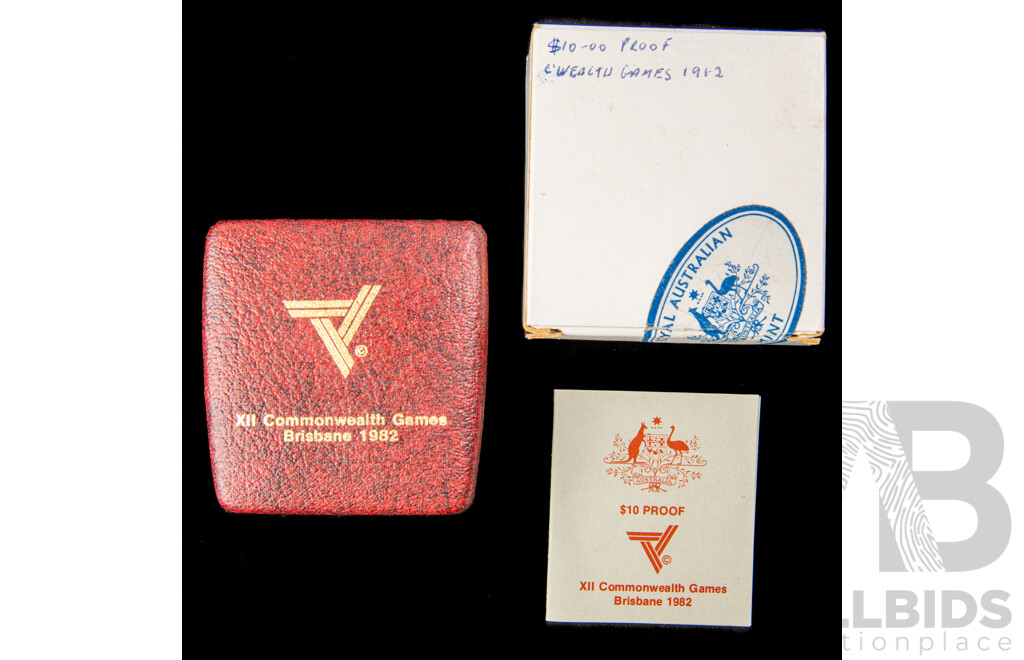 Australian 1982 Commonwealth Games Proof silver $10 coin.
