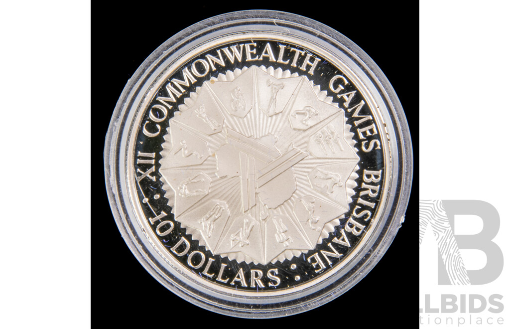 Australian 1982 Brisbane Games $ 10 Proof silver coin.