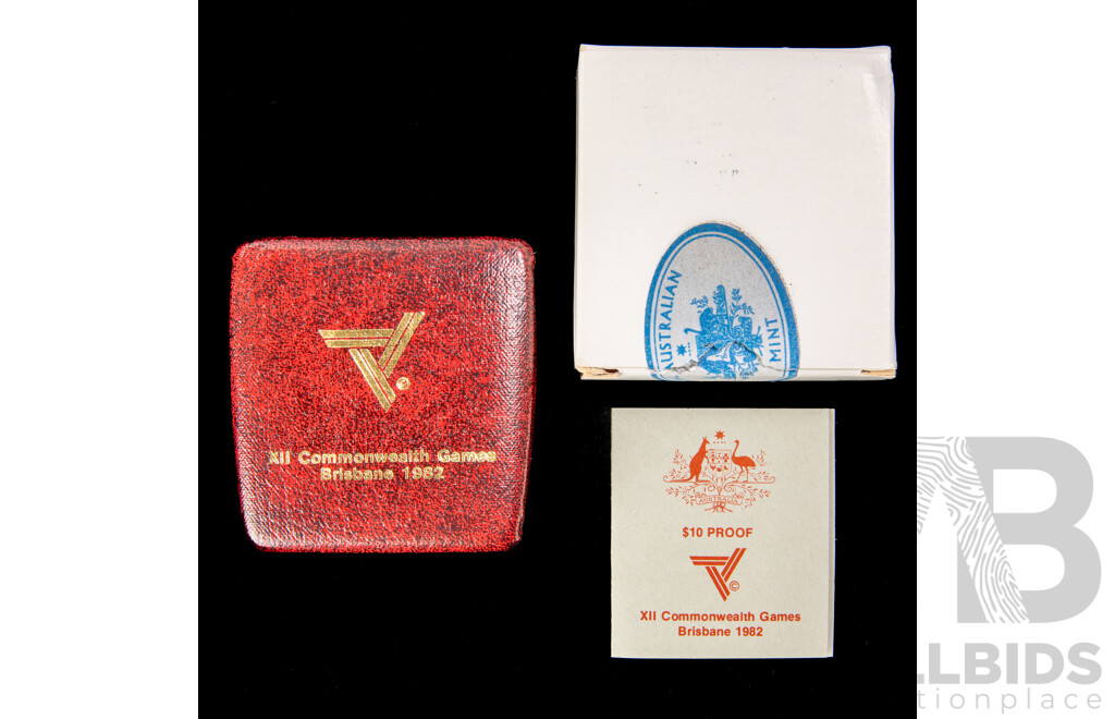 Australian 1982 Brisbane Games $ 10 Proof silver coin.