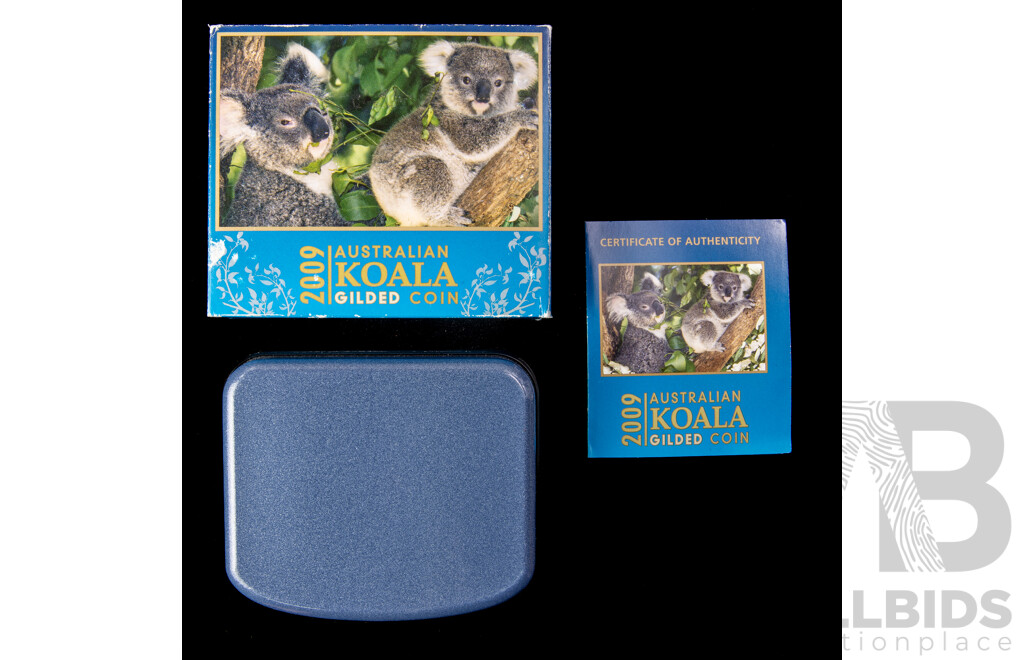 Australian 2009 Fine 1oz silver Gilded Koala, Perth Mint .