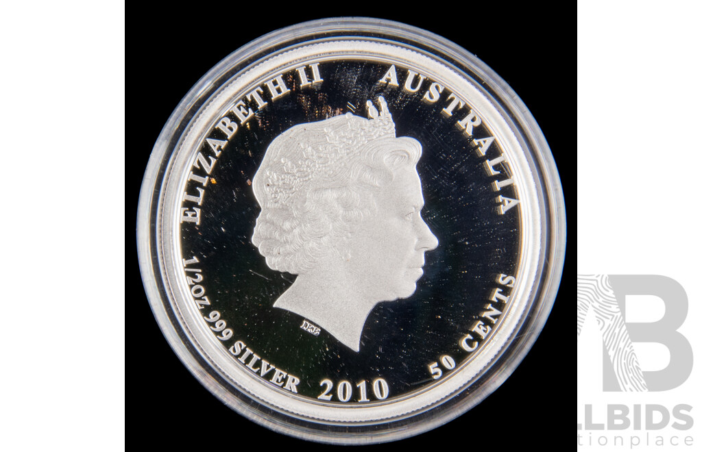 Australian 2010 Perth Mint fine silver 50c coin. Moray Eel, Reef series.