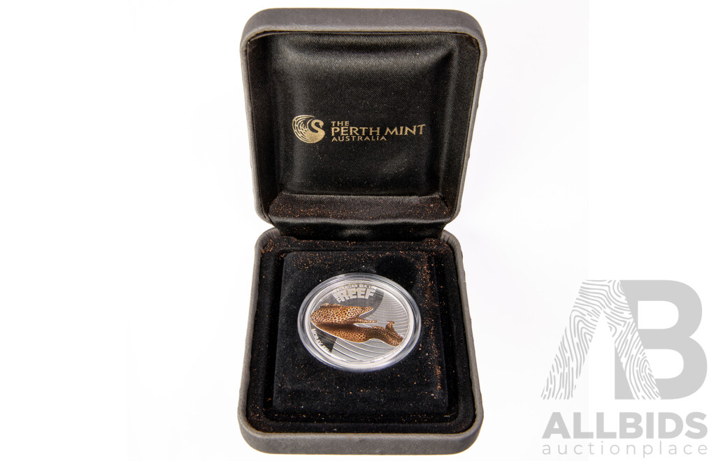 Australian 2010 Perth Mint fine silver 50c coin. Moray Eel, Reef series.