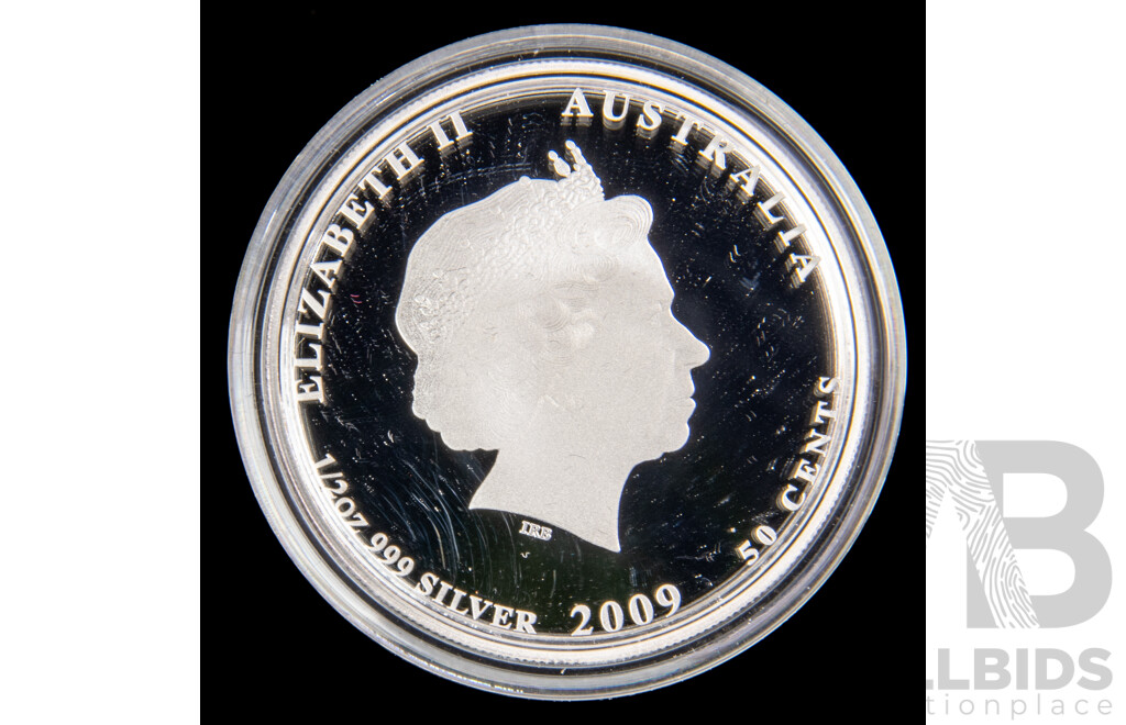 Australian 2009 Perth Mint fine silver 50c coin. Sea Dragon, Reef Series.