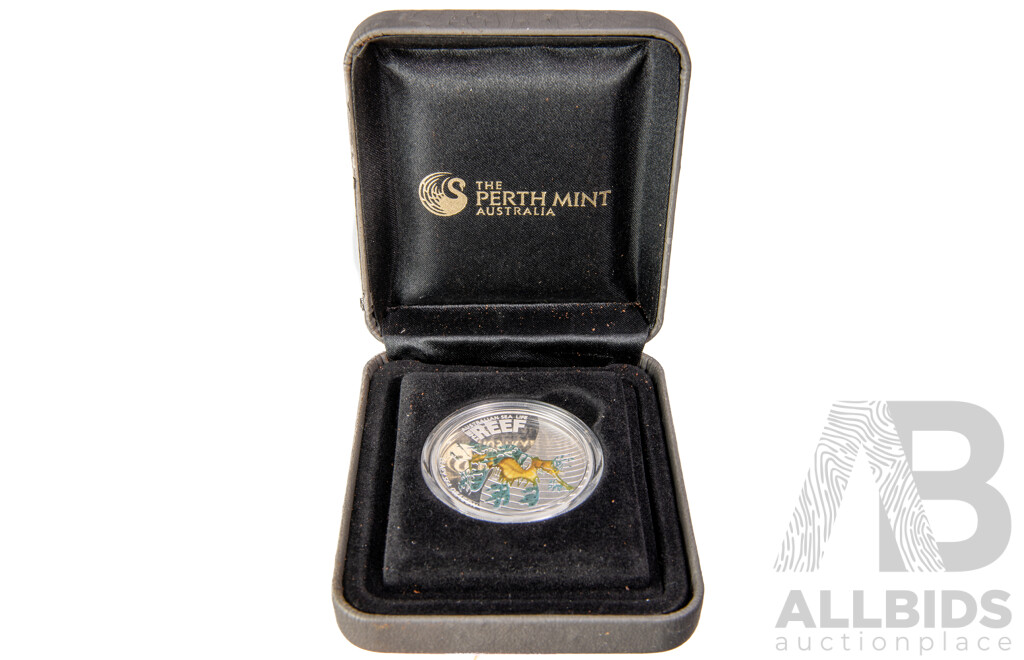 Australian 2009 Perth Mint fine silver 50c coin. Sea Dragon, Reef Series.