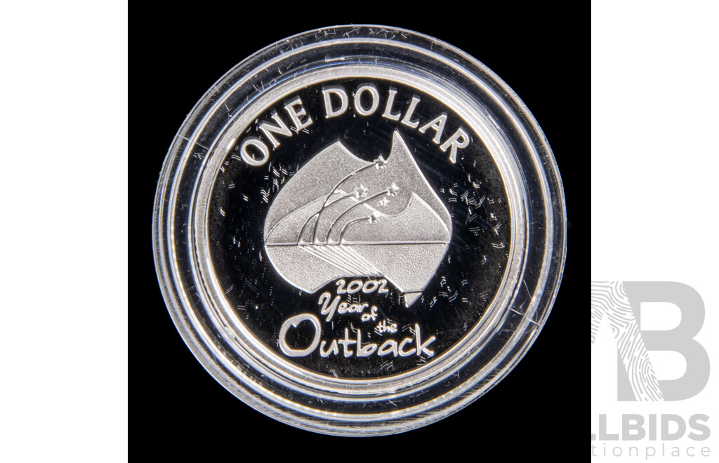 Australian 2002 Year of the Outback $1 PROOF silver coin.