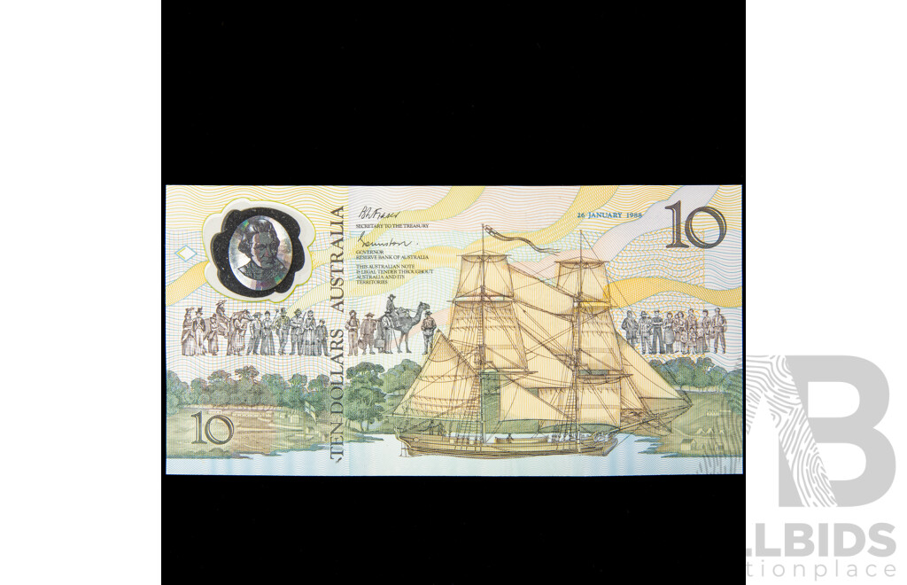 Australian 1988 Commemorative $10 note. AA20 104718. UNC.
