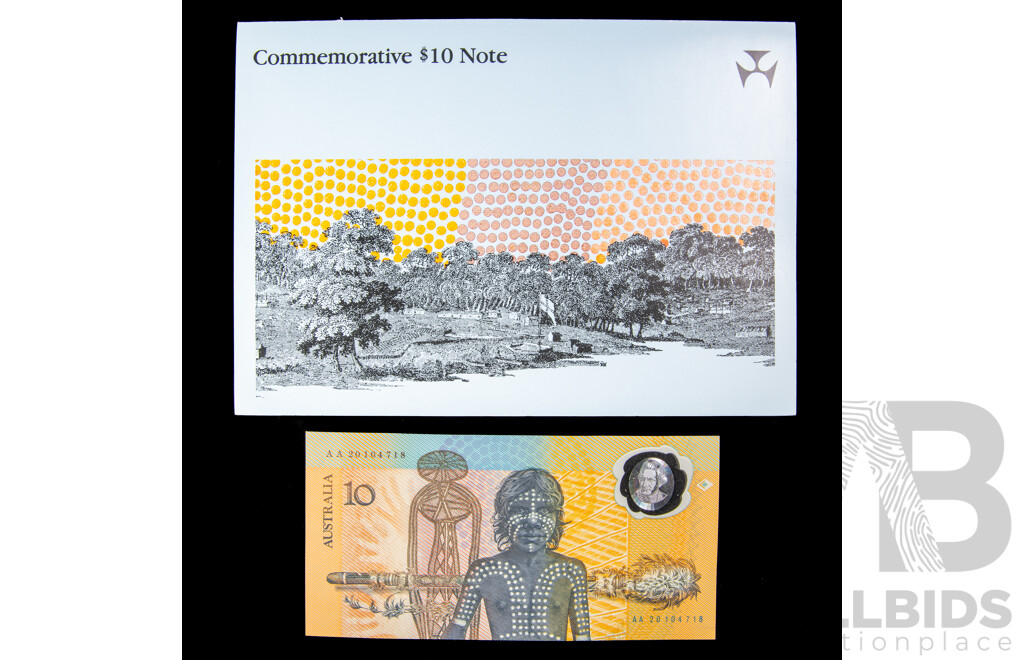 Australian 1988 Commemorative $10 note. AA20 104718. UNC.