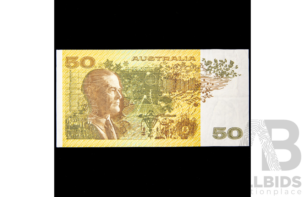 Australian 1983 Johnston Stone fifty dollar note. a/UNC, R508.