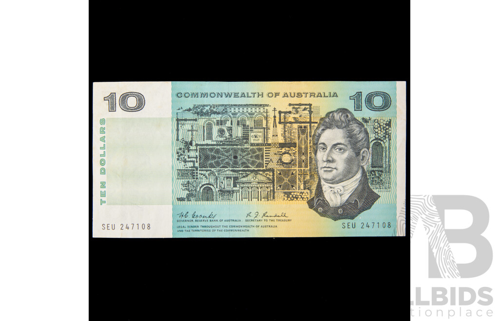 Australian 1967 ten dollar note Coombs Randall. SEU 247108, R302, EF