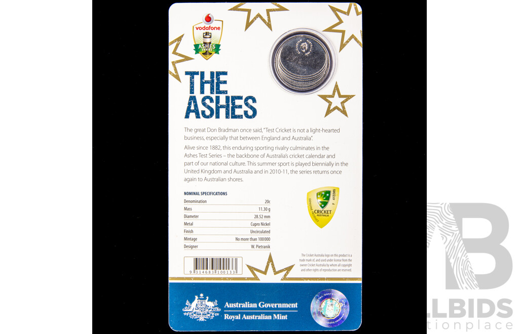2011 20c coin. Australia vs England Test.
