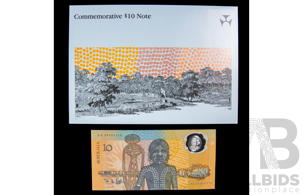 Australian 1988 Commemorative ten dollar note. AA23 024213 UNC.