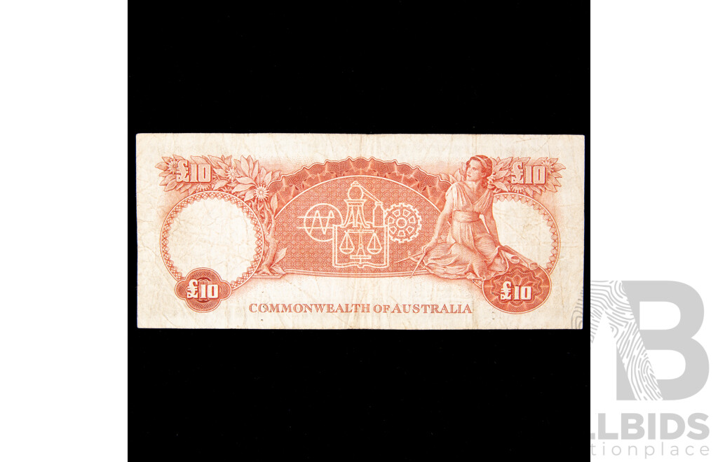 Australian 1960 Coombs Wilson Ten pound note,WA33 287196 R63.