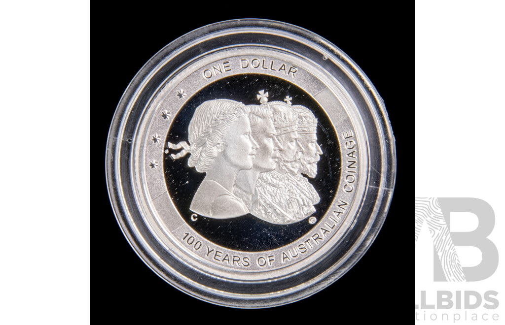 Australian 2010 one hundred Years Australian Coinage fine silver PROOF coin.