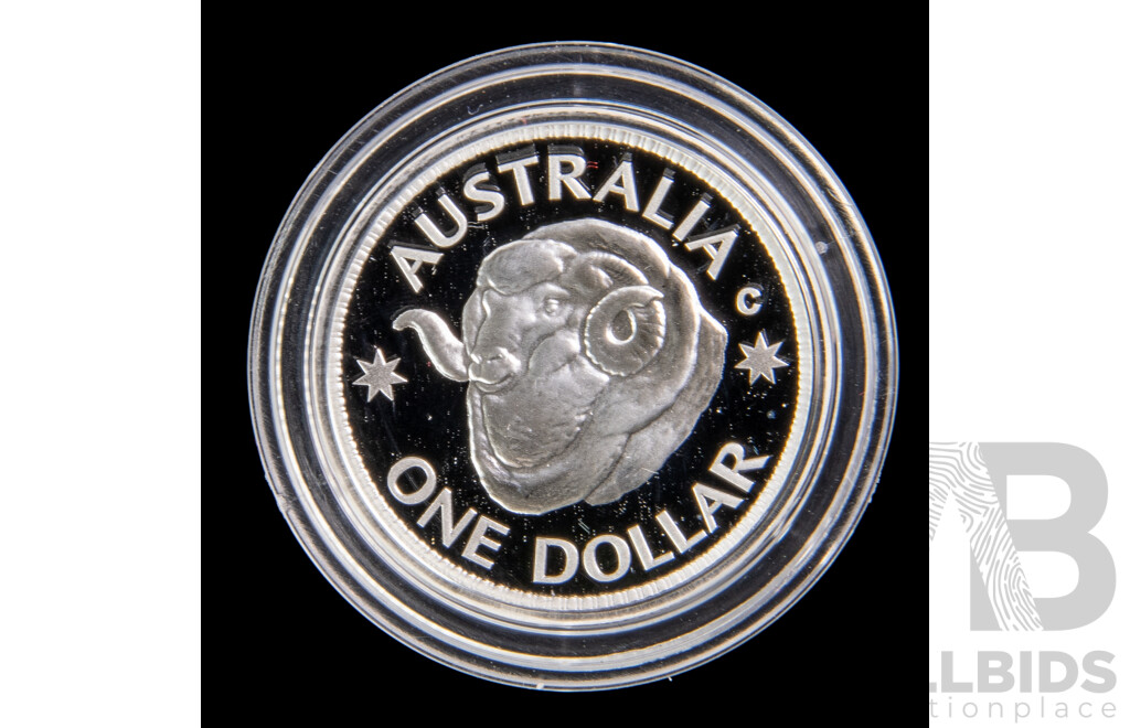 Australian 2011 Ram's Head $1 Fine proof silver coin.