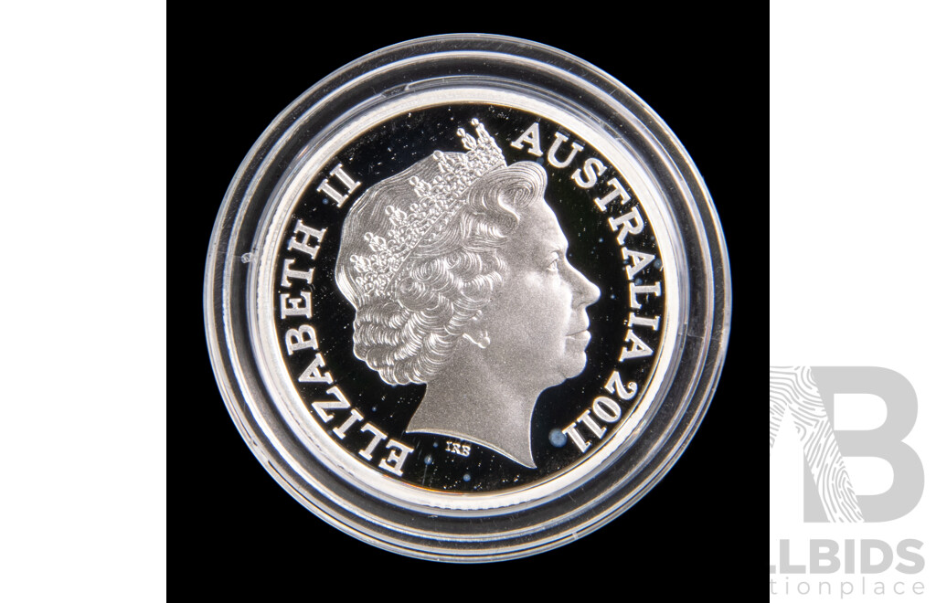 Australian 2011 Ram's Head $1 Fine proof silver coin.