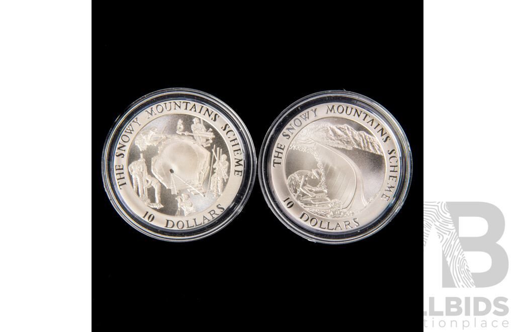 Australian 1999 Snowy Mountains 2 $10 coin set .999