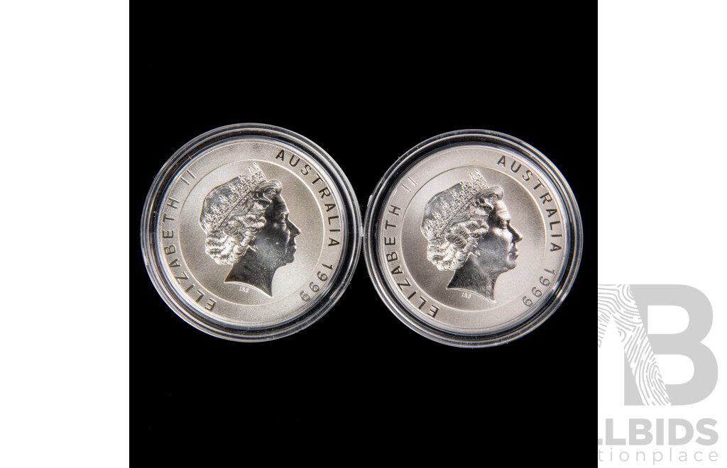 Australian 1999 Snowy Mountains 2 $10 coin set .999