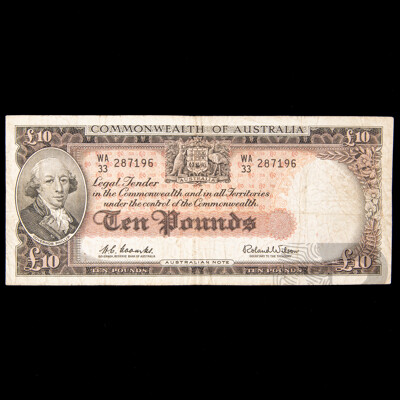 Australian 1960 Coombs Wilson Ten pound note,WA33 287196 R63.