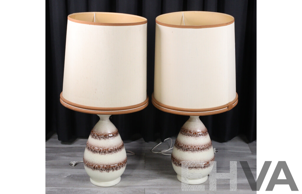 Pair of Retro Glazed Ceramic Table Lamps
