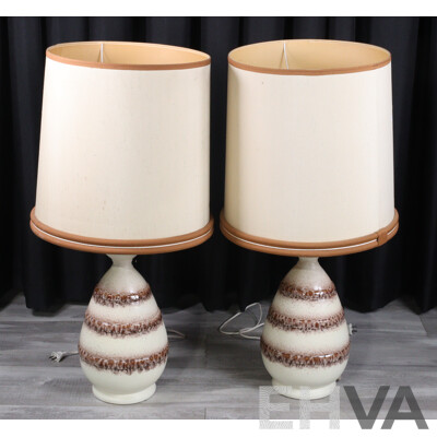 Pair of Retro Glazed Ceramic Table Lamps
