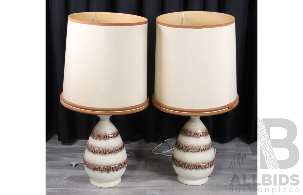 Pair of Retro Glazed Ceramic Table Lamps
