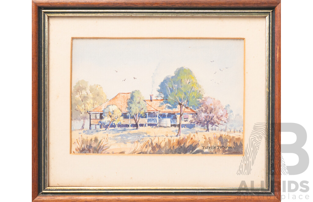 Estelle Petersen, (20th Century, Australian), Near Cooran, Q, (1981), Original Watercolour, 20 x 25 cm (frame)