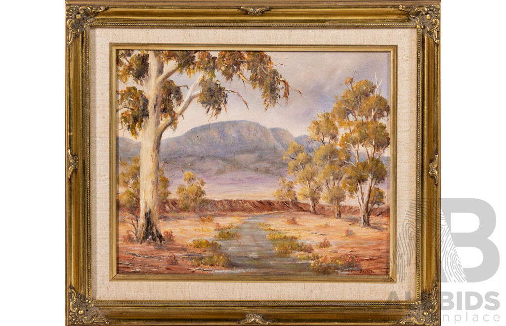 Kath Davies, (20th Century, Australian), Mt. Hayward, Original Oil on Board, 35 x 40 cm (frame)