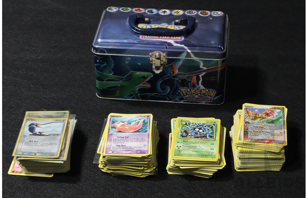 Collection of English Pokemon Trading Cards with Tin