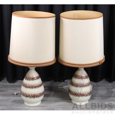 Pair of Retro Glazed Ceramic Table Lamps