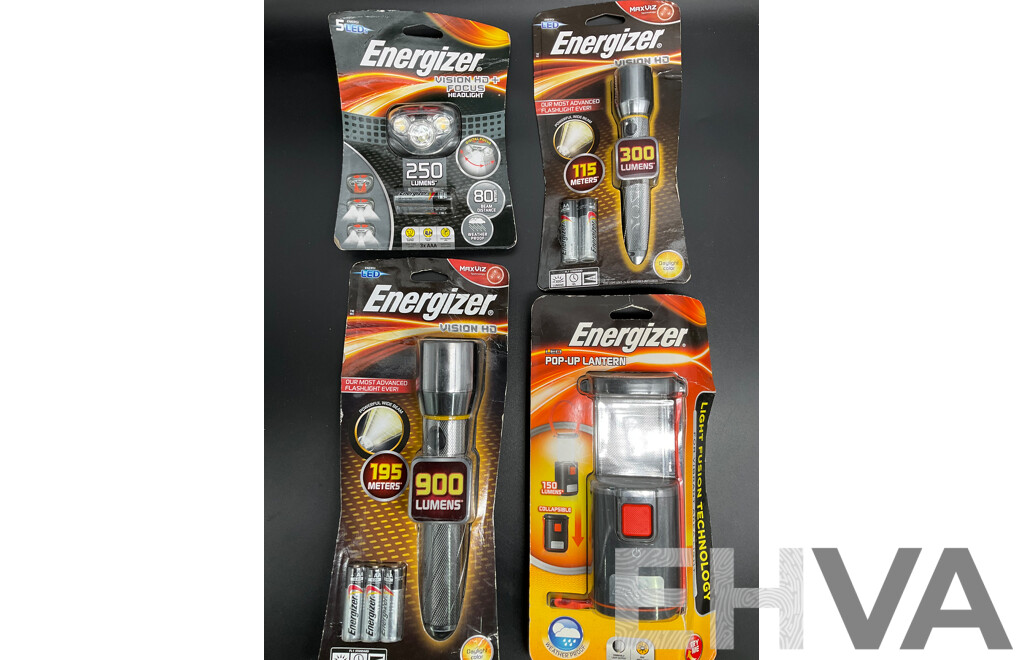 ENERGIZER Assorted Flashlights, Headlight and Lantern - Lot of 4