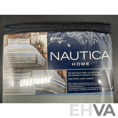 NAUTICA Home Queen Quilt Cover Set and European Pillowcase - ORP $210