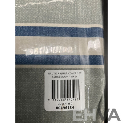 NAUTICA Home Queen Quilt Cover Set and European Pillowcase - ORP $210