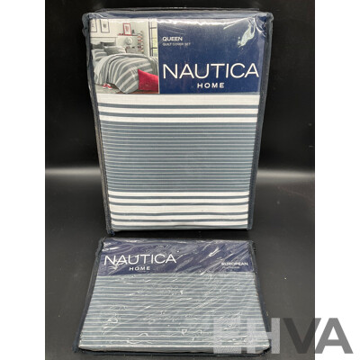 NAUTICA Home Queen Quilt Cover Set and European Pillowcase - ORP $210