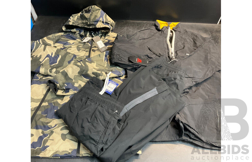 ADIDAS Sweat Jacket & Stussy Pullover Jacket & Champion Shorts & Newbalance Pants - Size S - Lot of 4