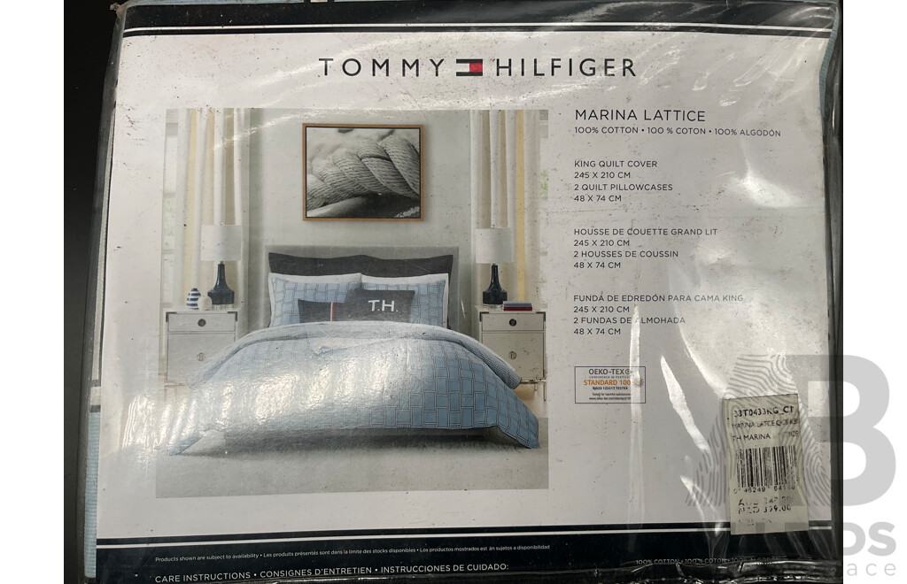 TOMMY HILFIGER King Quilt Cover Set - ORP $349