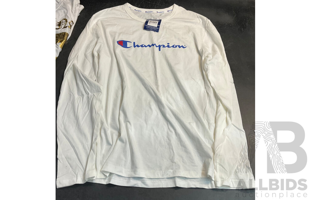 NAUTICA, LACOSTE, U.S POLO Polo Shirts & Champion Long Tee & Villains of Virtue T-Shirt - Size M - Lot of 5