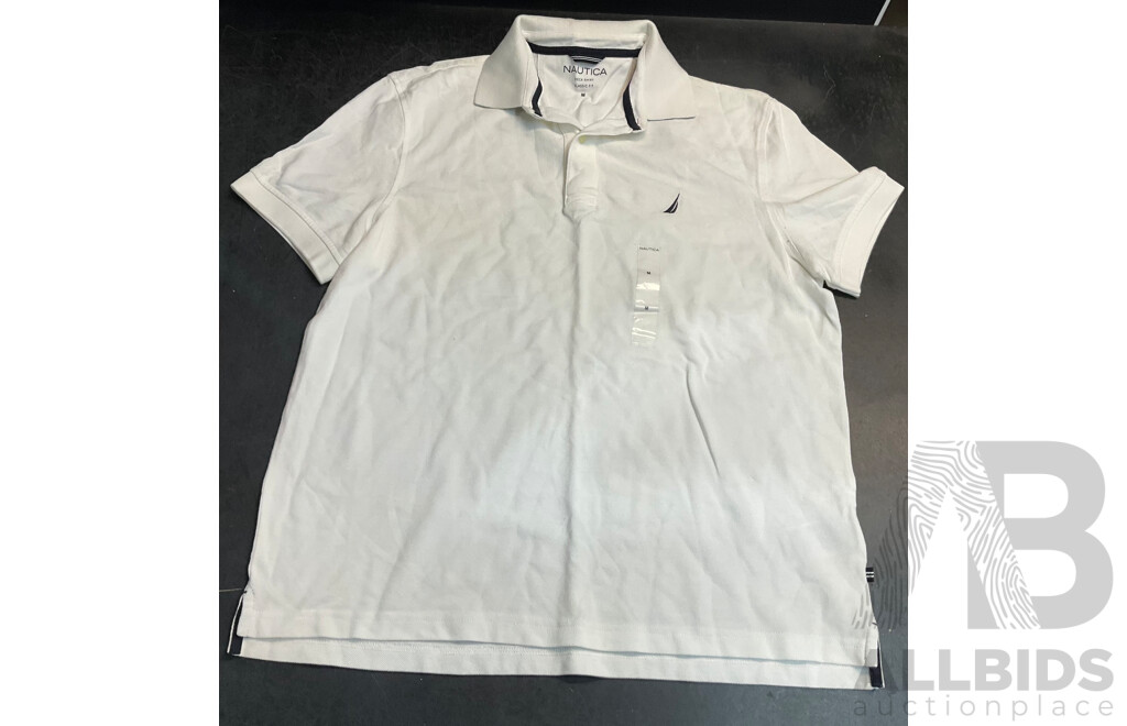 NAUTICA, LACOSTE, U.S POLO Polo Shirts & Champion Long Tee & Villains of Virtue T-Shirt - Size M - Lot of 5