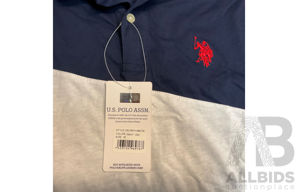 NAUTICA, LACOSTE, U.S POLO Polo Shirts & Champion Long Tee & Villains of Virtue T-Shirt - Size M - Lot of 5