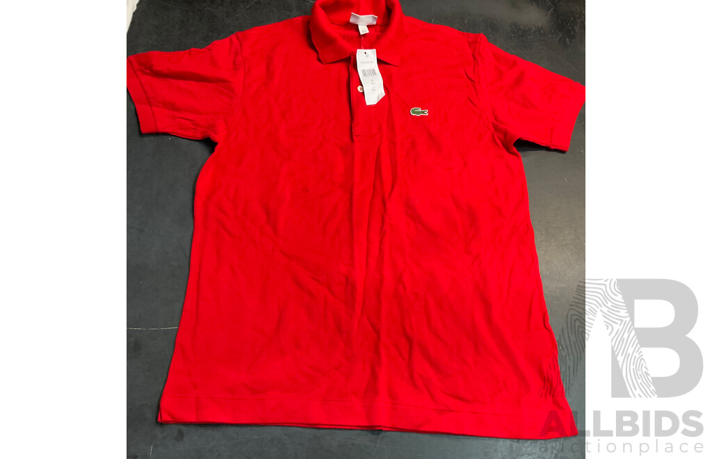 NAUTICA, LACOSTE, U.S POLO Polo Shirts & Champion Long Tee & Villains of Virtue T-Shirt - Size M - Lot of 5