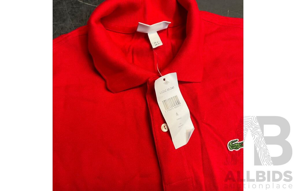NAUTICA, LACOSTE, U.S POLO Polo Shirts & Champion Long Tee & Villains of Virtue T-Shirt - Size M - Lot of 5