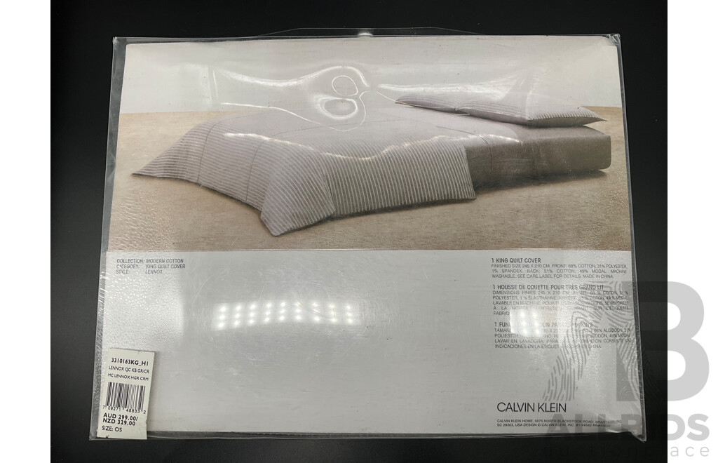 CALVIN KLEIN King Quilt Cover - ORP $299