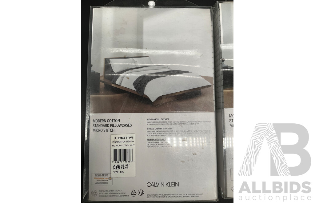 CALVIN KLEIN Standard Pillowcases - ORP $179 - Lot of 2