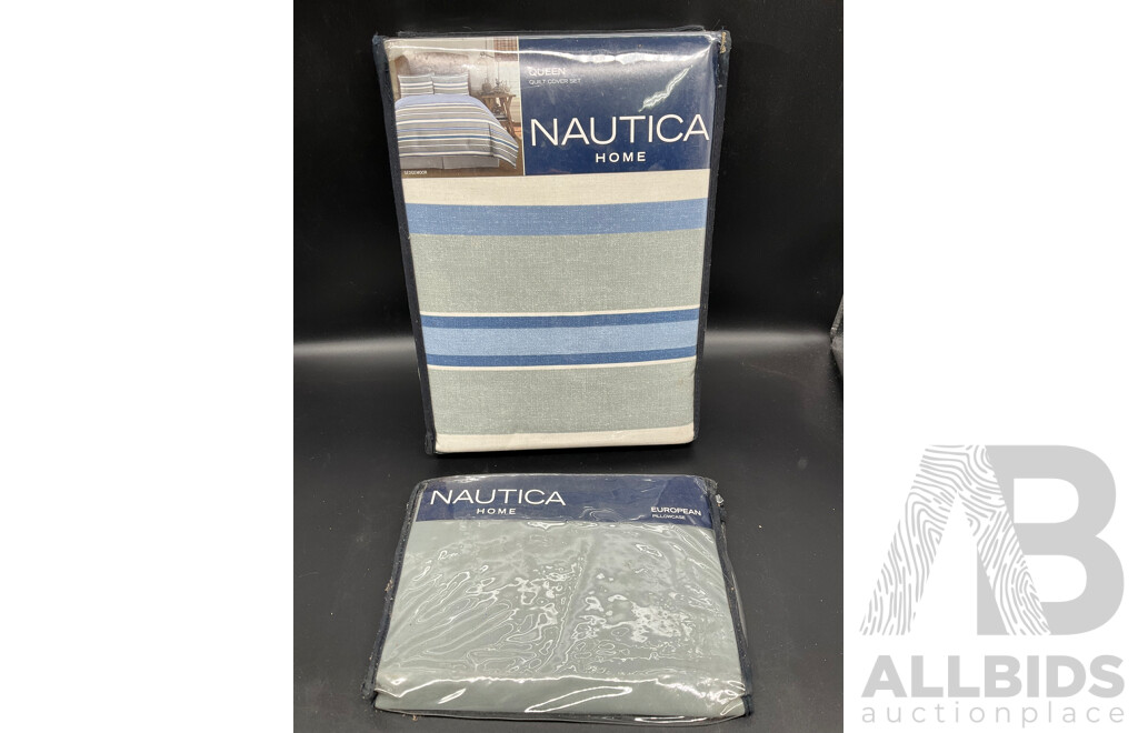 NAUTICA Home Queen Quilt Cover Set and European Pillowcase - ORP $210