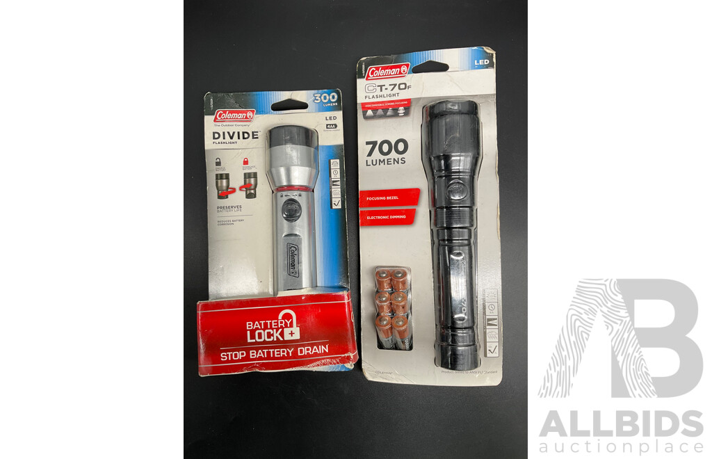 COLEMAN Divide Flashlight and COLEMAND CT-70F Flashlight - Lot of 2