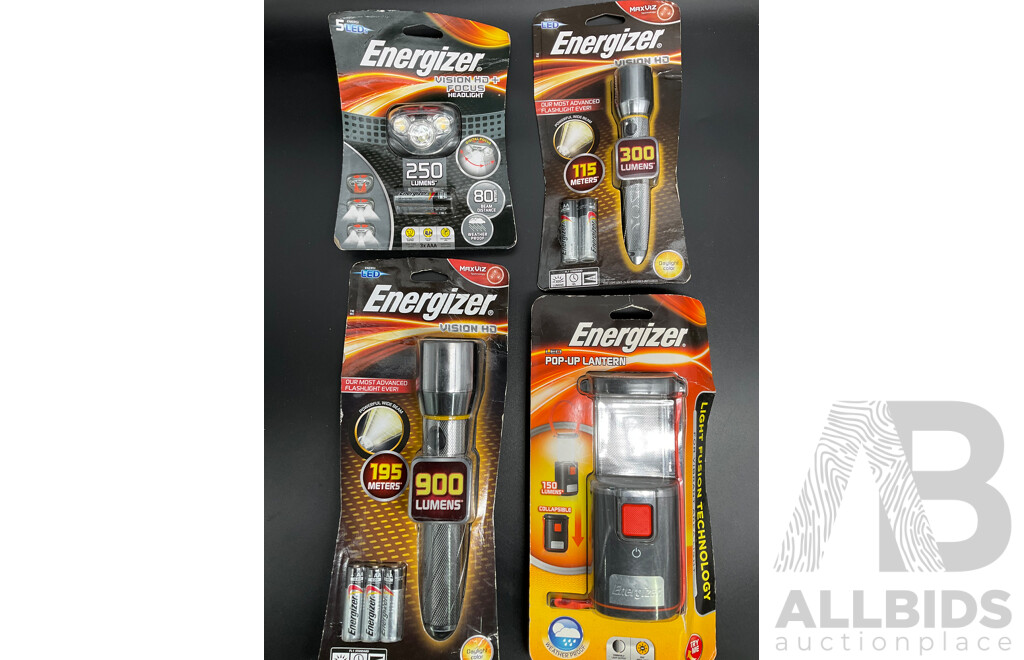 ENERGIZER Assorted Flashlights, Headlight and Lantern - Lot of 4