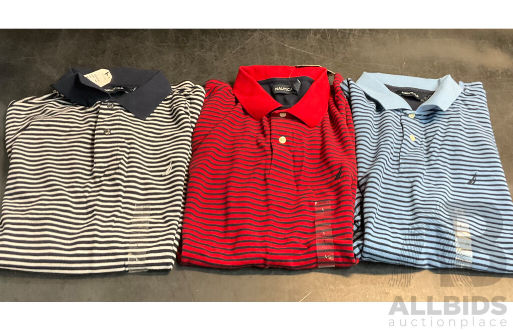 NAUTICA Size L Navy, Red, Blue POLO Shirts - Lot of 3