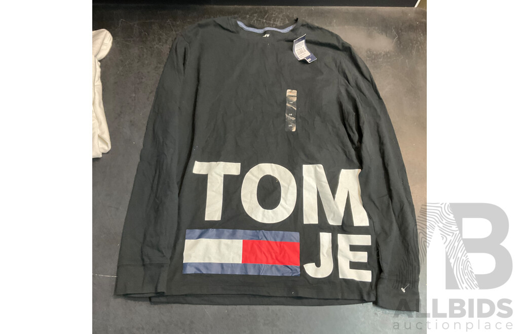 CALVIN KLEIN & TOMMY HIFILGER Tee, Long Sleeve Tee & Sweater - Size L - Lot of 5