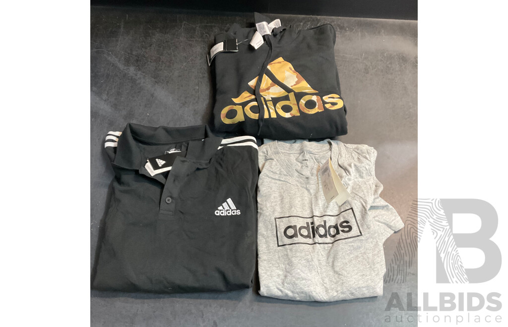 Adidas Hoodie, Tee, Polo Shirt - Size L, XL - Lot of 3
