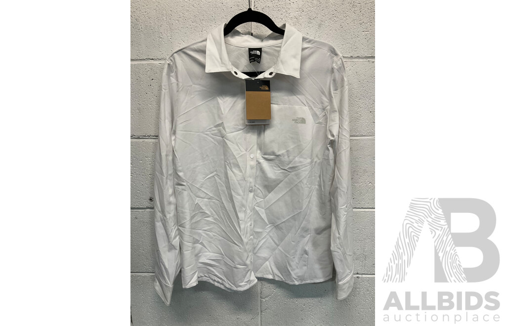 the NORTH FACE Women's Frist Trail Upf Button Shirt, the NORTH FACE Aphro Motn Short , CEDERBERT Tee, All Size Women's Large  - ORP $269.99 - Lot of 3