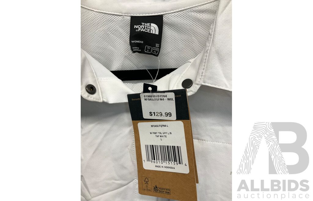 the NORTH FACE Women's Frist Trail Upf Button Shirt, the NORTH FACE Aphro Motn Short , CEDERBERT Tee, All Size Women's Large  - ORP $269.99 - Lot of 3